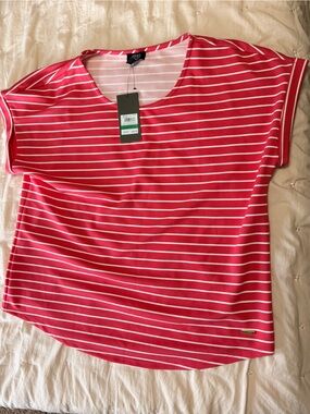 Jones New York Red and White Striped Shirt